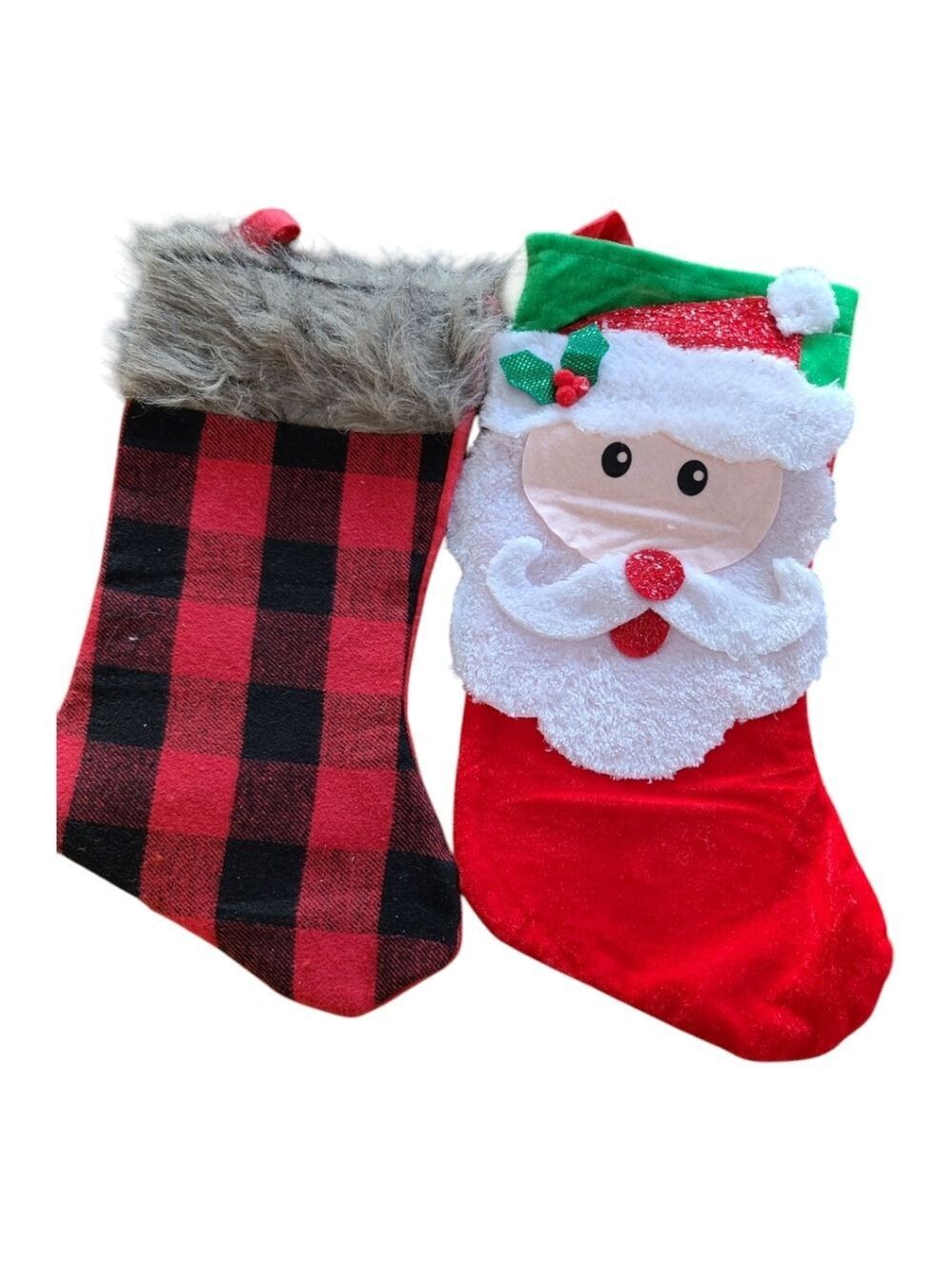 NWOT Christmas Stocking Bundle Buffalo Plaid Red/Black And Santa 🎅